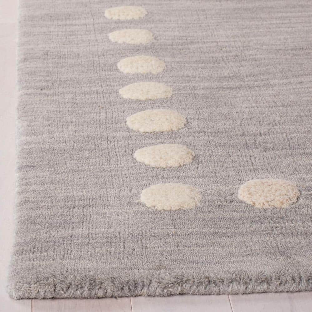 Hand-Tufted Whimsy Wool Square Rug for Kids in Gray