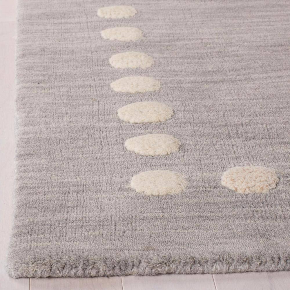 Gray Hand-Tufted Wool Kids Area Rug with Dotted Border