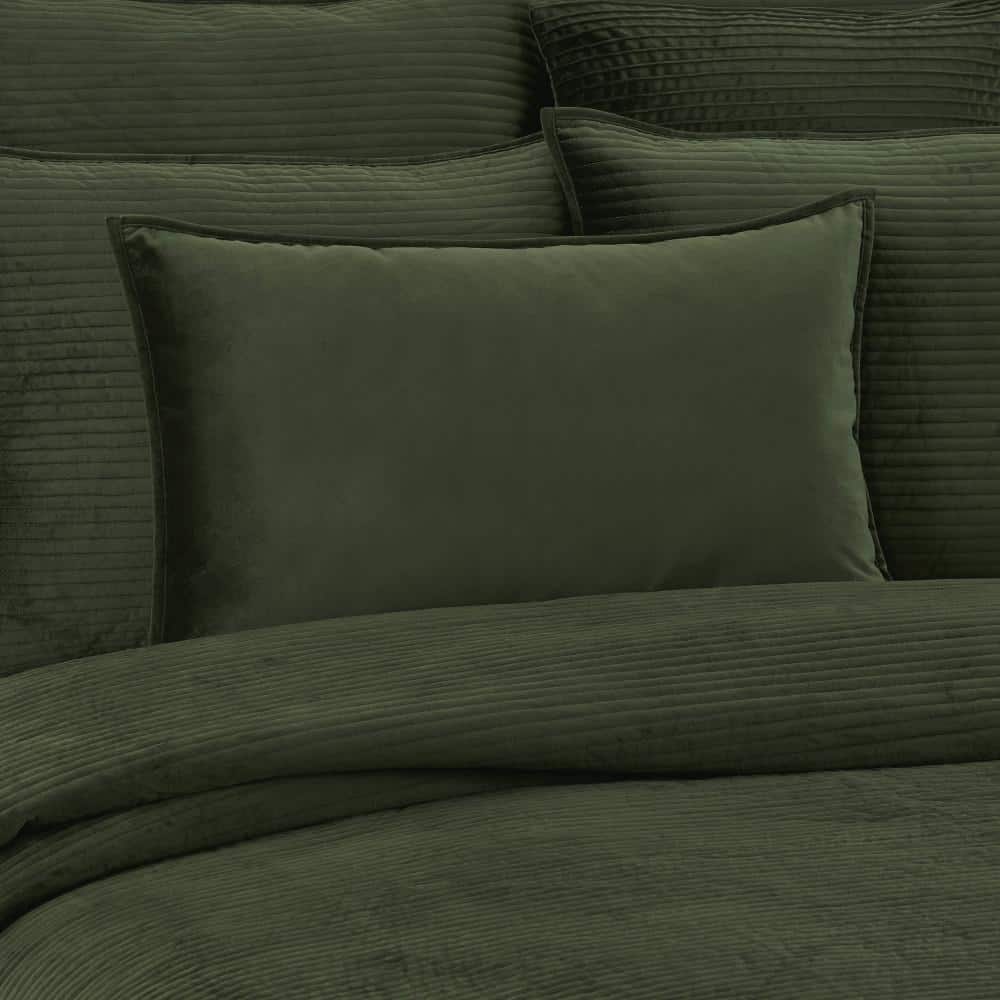 Forest Green Velvet Lumbar Throw Pillow Cover