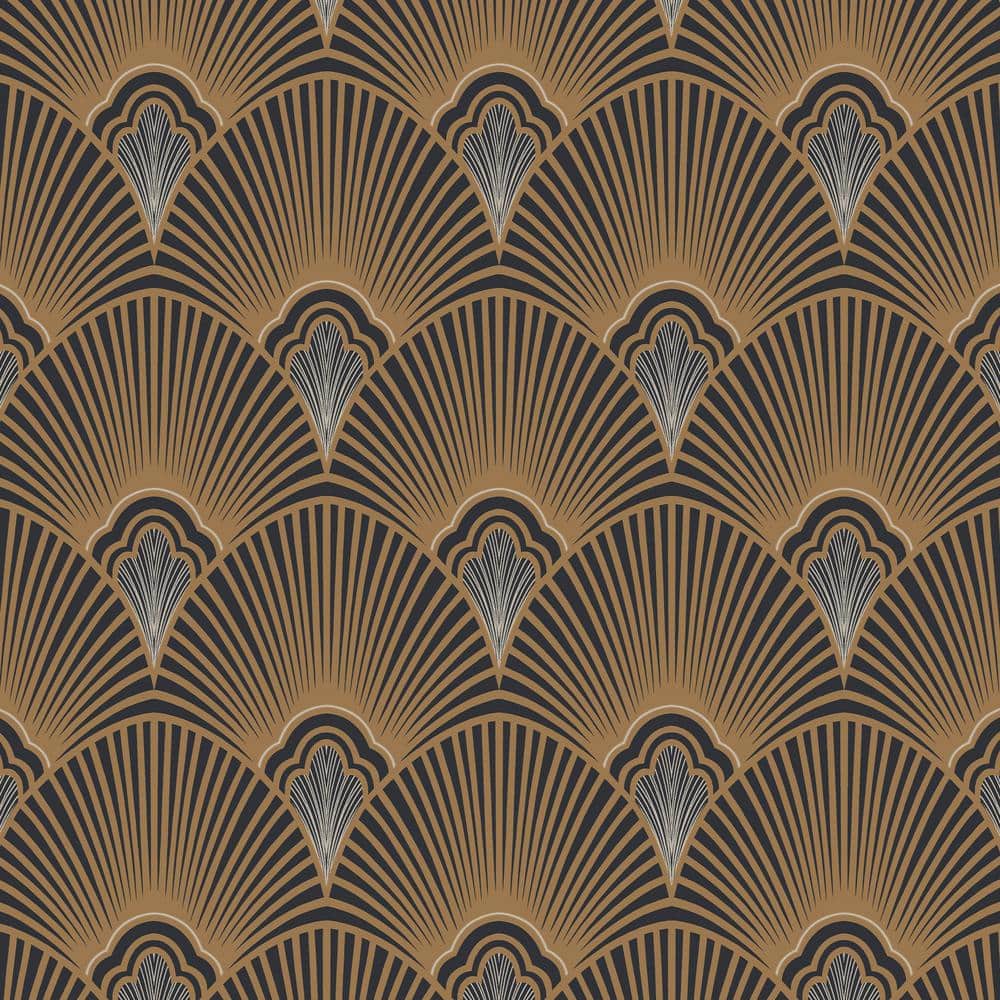 Sublime Art Deco Black and Gold Vinyl Wallpaper Roll