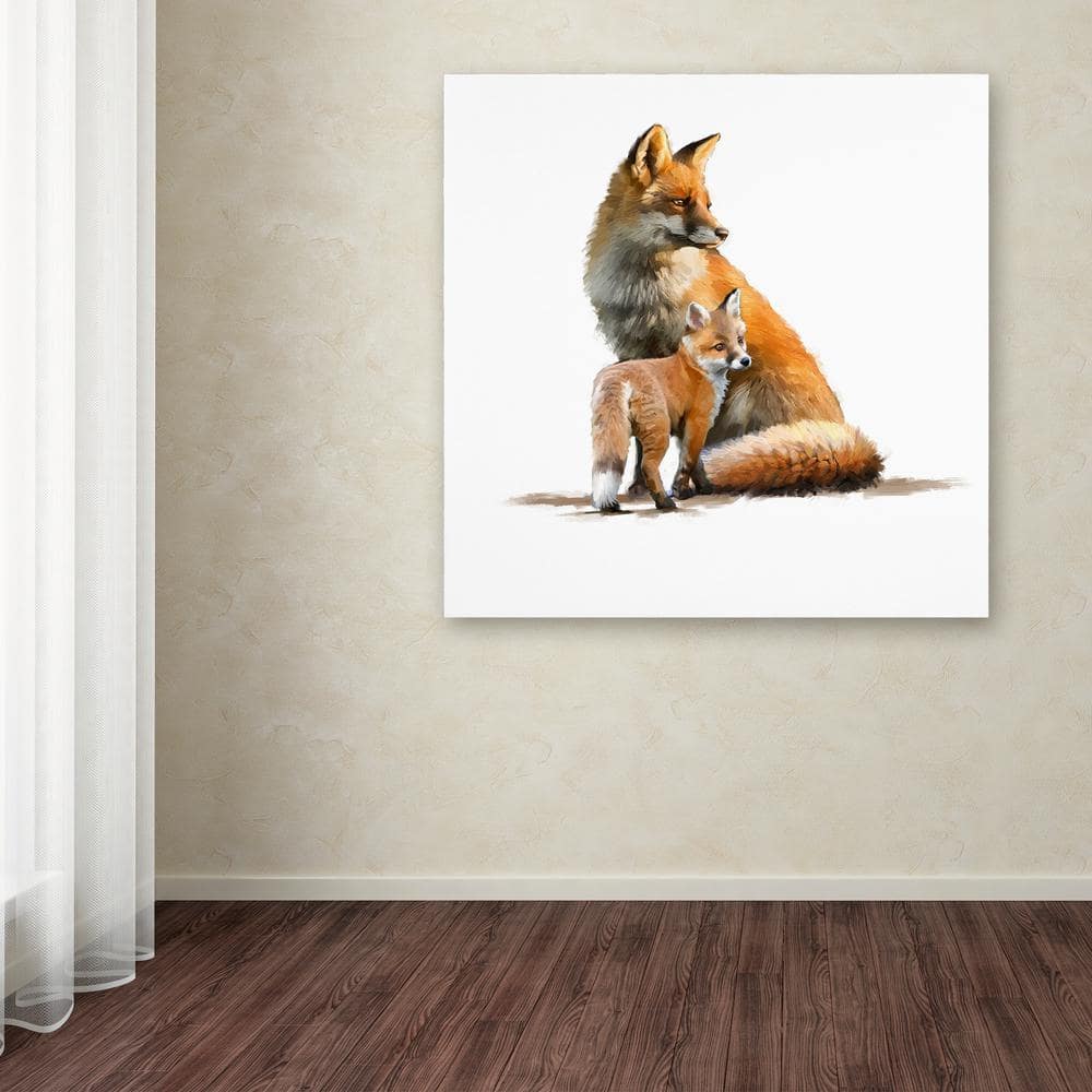 Fox and Cub Landscape Canvas Wall Art