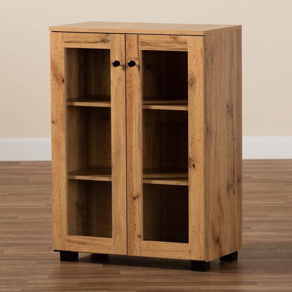 Mason Contemporary Oak Brown and Black Storage Cabinet