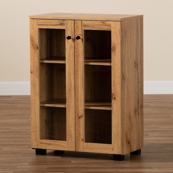 Baxton Studio Mason Oak Brown and Black Storage Cabinet 189 11976