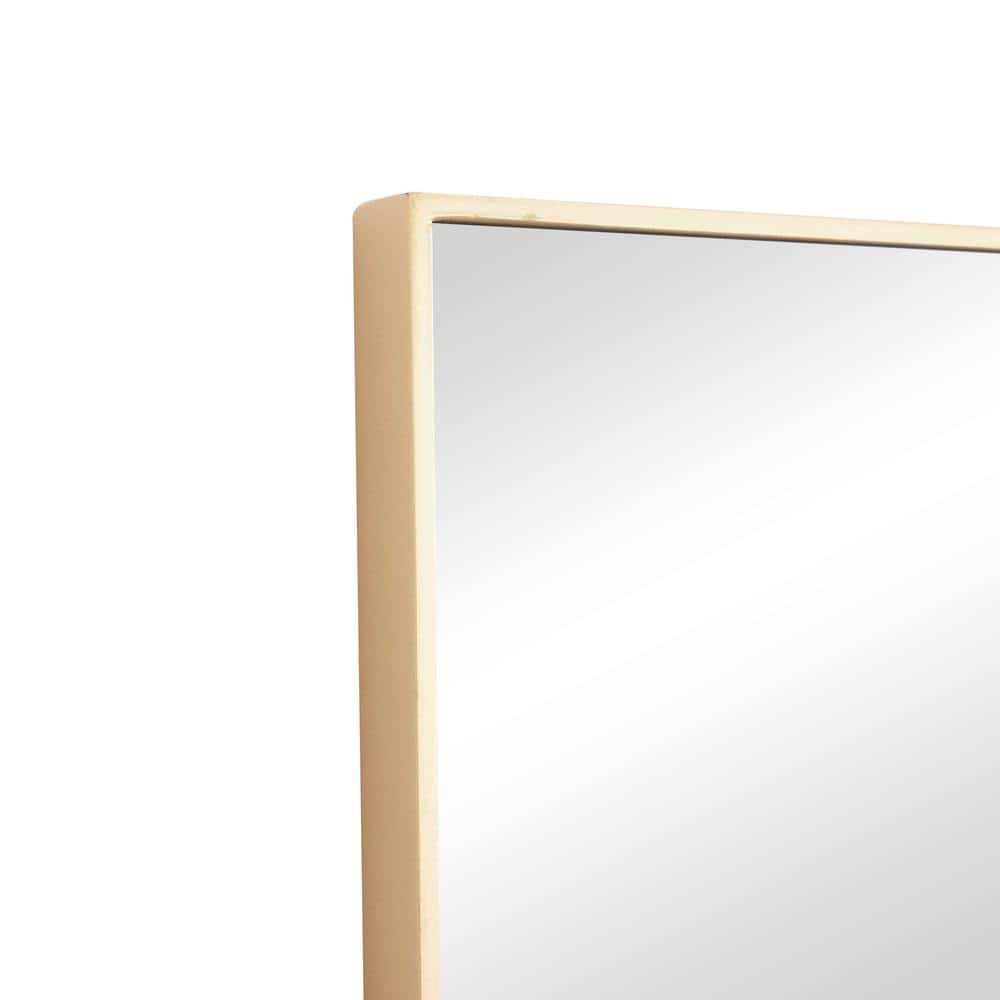 Elegant Gold-Framed Rectangular Wood Wall Mirror, 14" x 36"