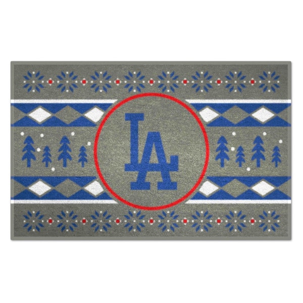 FANMATS Los Angeles Dodgers Gray Holiday Sweater 1.5 ft. x 2.5 ft. Starter Area Rug