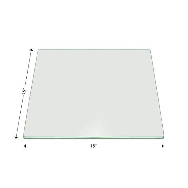 15 in. Clear Square Glass Table Top Tempered Glass 3/8 in. Thick Pencil Polish Touch Corners 15 in. Clear Square Glass Table Top Tempered Glass 3/8 in. Thick Pencil Polish Touch Corners