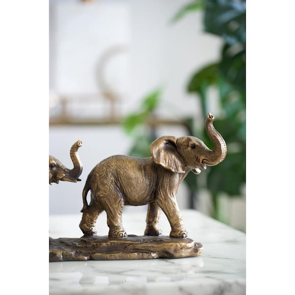 A & B Home Elephant Statue Copper Family 76885 - The Home Depot