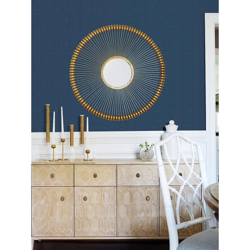 Navy Geometric Plaster-Like Textured Wallpaper