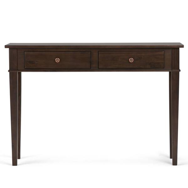Simpli Home Carlton 44 In Dark Brown, Wide Console Table With Drawers