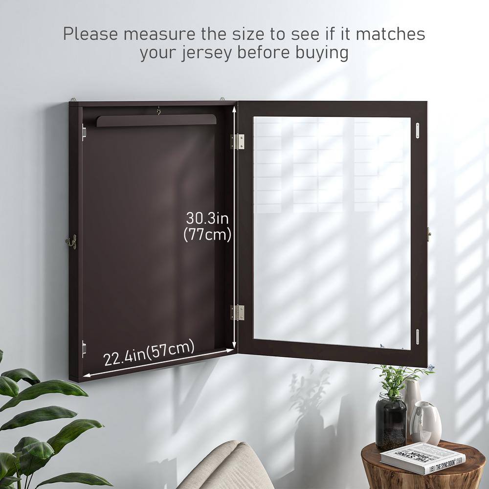 Brown Lockable Wall-Mounted Acrylic Jersey Display Case