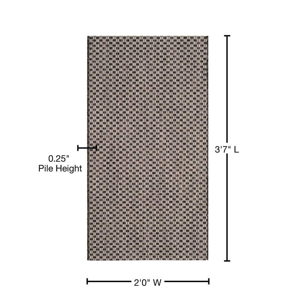 Round Gray Synthetic Easy Care Indoor/Outdoor Rug