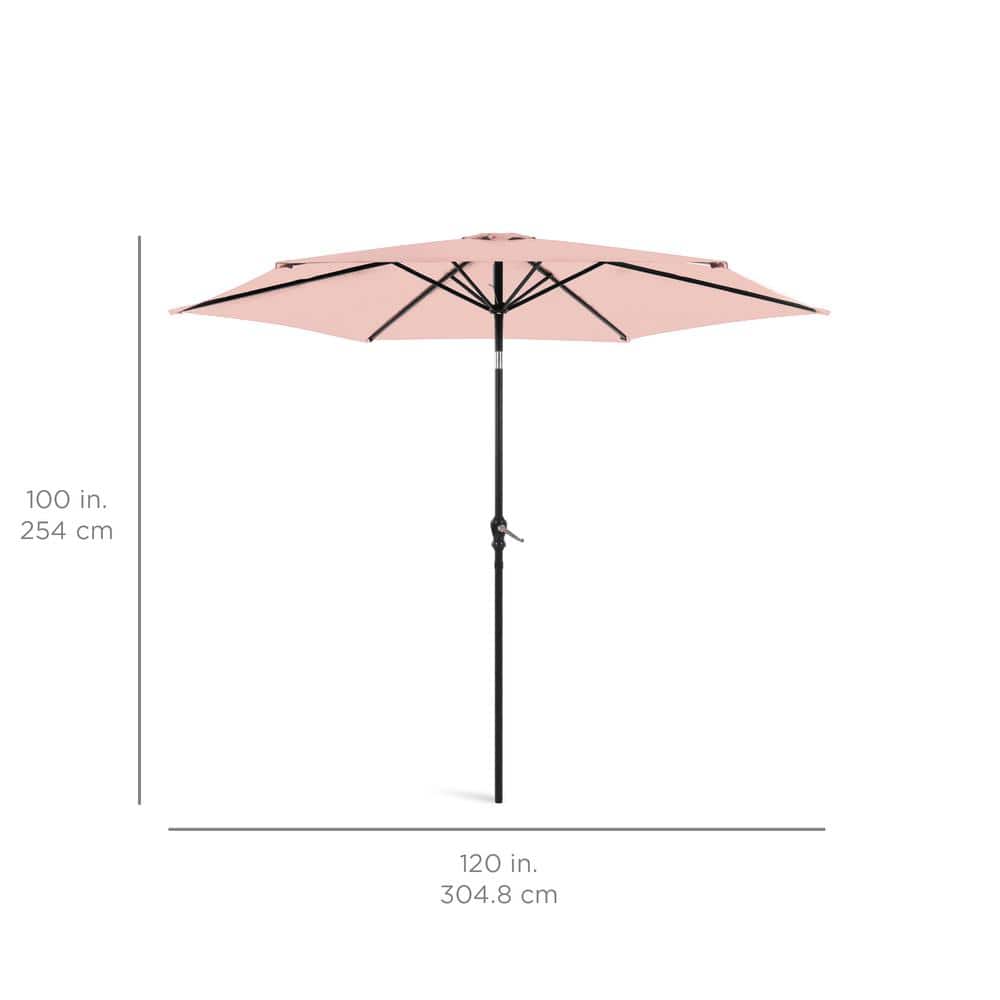 Rose Quartz 10ft Outdoor Steel Patio Umbrella with Crank and Tilt