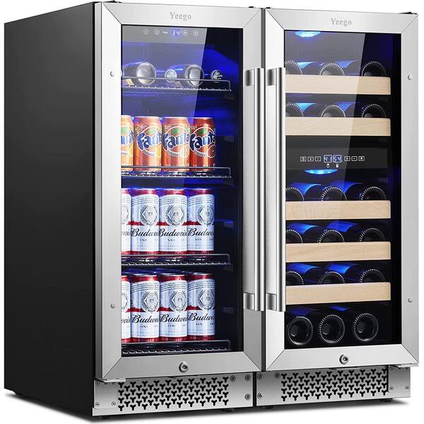 Yeego 30 in. Triple Zone 28-Wine Bottles and 80-Cans Beverage and Wine ...