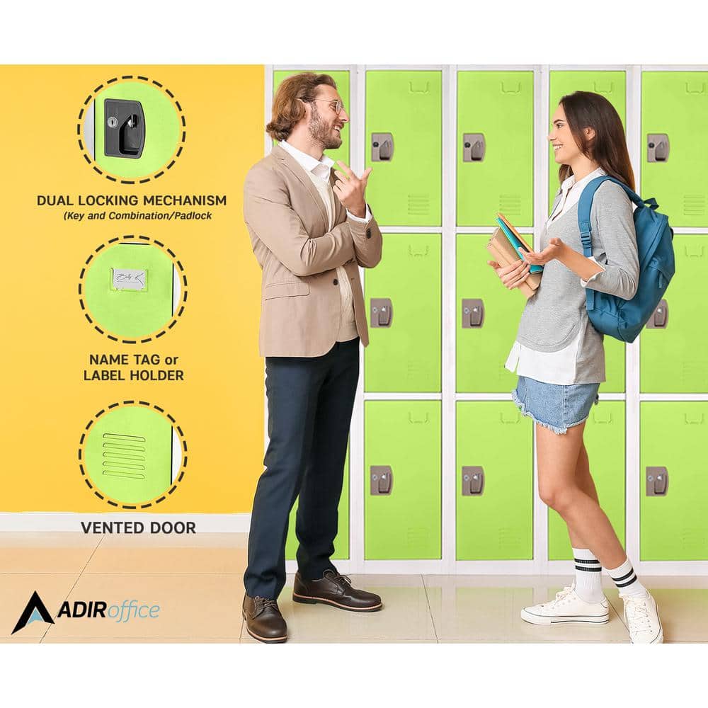 Green 3-Tier Steel Storage Locker with Key Lock
