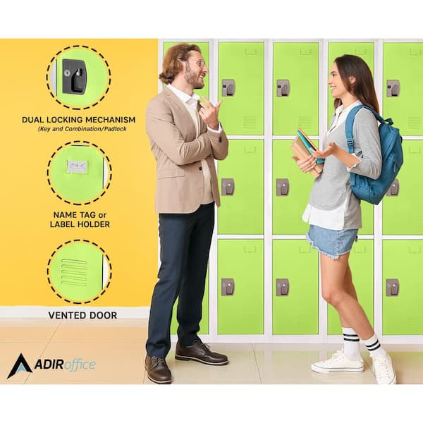 629-Series 72 in. H 3-Tier Steel Key Lock 3-Shelf Storage Locker Free Standing Cabinets for Home, School, Gym in Green