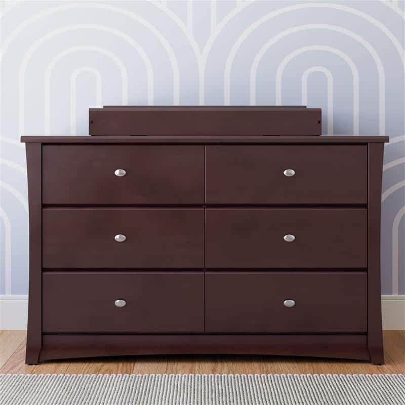 Espresso Crescent 6-Drawer Double Nursery Dresser, GREENGUARD Certified