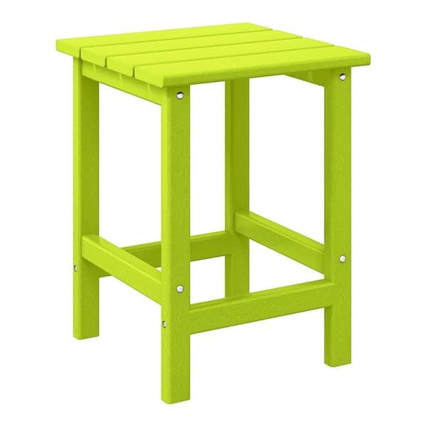 WESTIN OUTDOOR Mason 18 in. Lime Poly Plastic Fade Resistant Outdoor Patio Square Adirondack Side Table