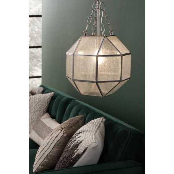 Mauldin 19.88'' Vintage Brushed Nickel Pendant with Seeded Glass