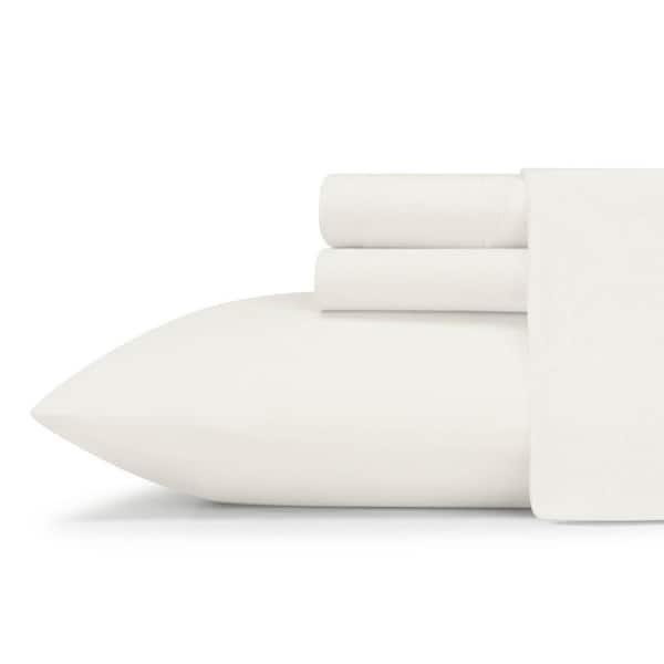 Eddie Bauer Jersey Knit 3-Piece White Solid Cotton Blend Twin Sheet Set