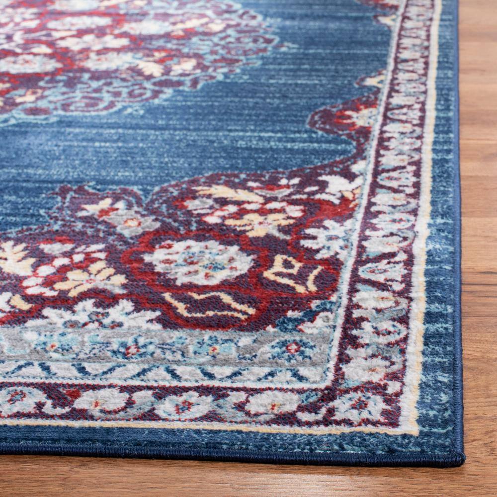Brentwood Navy and Burgundy Round Synthetic Area Rug