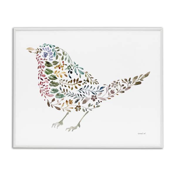 Stupell Industries Floral Nature Bird by Danhui Nai White Framed Animal Giclee Art Print 16 in. x 20 in.
