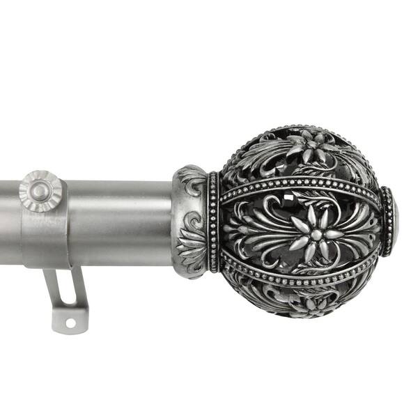 Rod Desyne Lacey 1.5 in. Dia 13 ft. L Non-Telescoping Single Curtain Rod in Satin Nickel