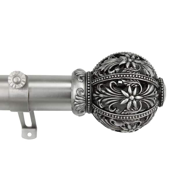 Rod Desyne Lacey 1.5 in. Dia 8 ft. L Non-Telescoping Single Curtain Rod in Satin Nickel