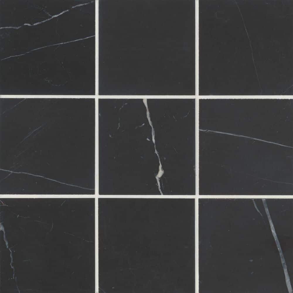 Monet Square 4 in. x 4 in. Honed Nero Marquina Marble Tile (5.11 sq. ft./Carton) price history on PriceWatchPro