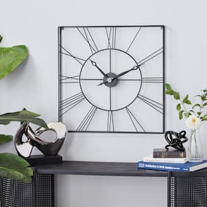 Black Metal Open Frame Square Wall Clock