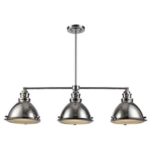 Performance 3-Light Polished Nickel Kitchen Island Pendant Light Fixture with Metal Shades