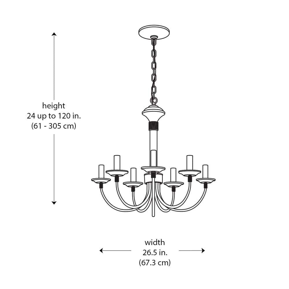 Elegant Colonial Black Metal 8-Light Candle Chandelier
