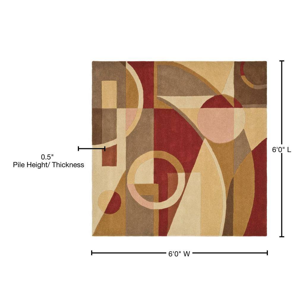 Beige and Multicolor Hand-Tufted Wool Square Area Rug
