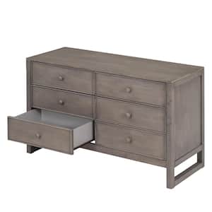 Rustic 6-Drawer Anitque Gray Dresser Wooden (30 in. H x 47.8 in. W x 18.9 in. D)