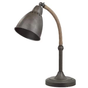 Naldo 19.5 in. Dark Grey Adjustable Table Lamp with Grey Shade