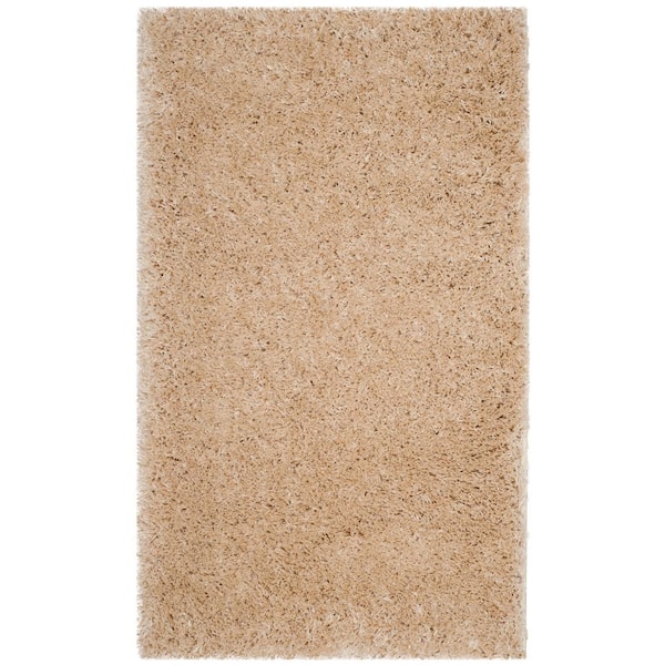 SAFAVIEH Polar Shag Light Beige Doormat 3 ft. x 5 ft. Solid Area Rug