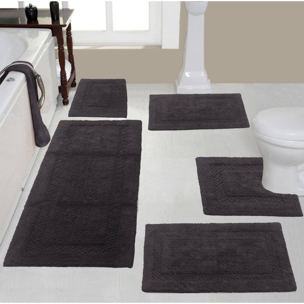 HOME WEAVERS INC Classy 100 Cotton Bath Rugs Set, Machine Wash, 5Pcs