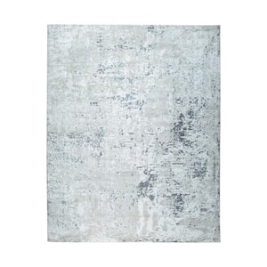 Ivory / Dark Teal 7.10 ft. x 9.8 ft. Hand-Knotted Wool Modern Hand Crafted Rug Area Rug
