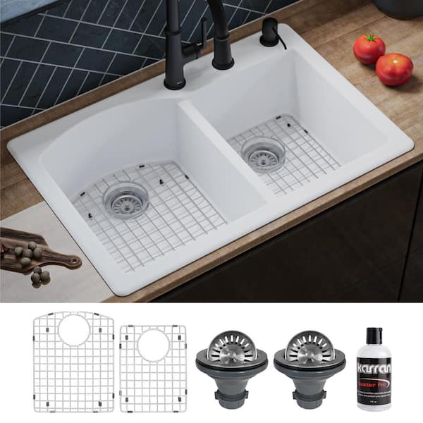 Karran QT-670 Quartz/Granite 33 in. Single Bowl Top Mount
