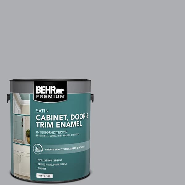 BEHR PREMIUM 1 gal. #760E-3 Gray Timber Wolf Satin Enamel Interior/Exterior Cabinet, Door & Trim Paint