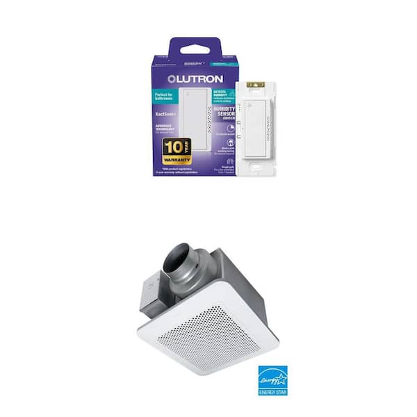 XactSense Humidity Sensor Switch (MS-HS3-WH) and Whisper Choice DC 80/110 CFM Bathroom Fan Combo