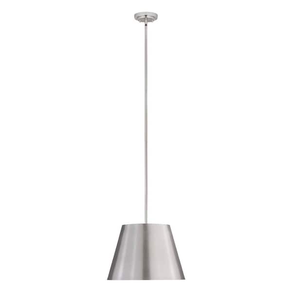 Unbranded Lilly 18 in. 1-Light Brushed Nickel Shaded Pendant Light with Brushed Nickel Steel Shade, No Bulbs Included