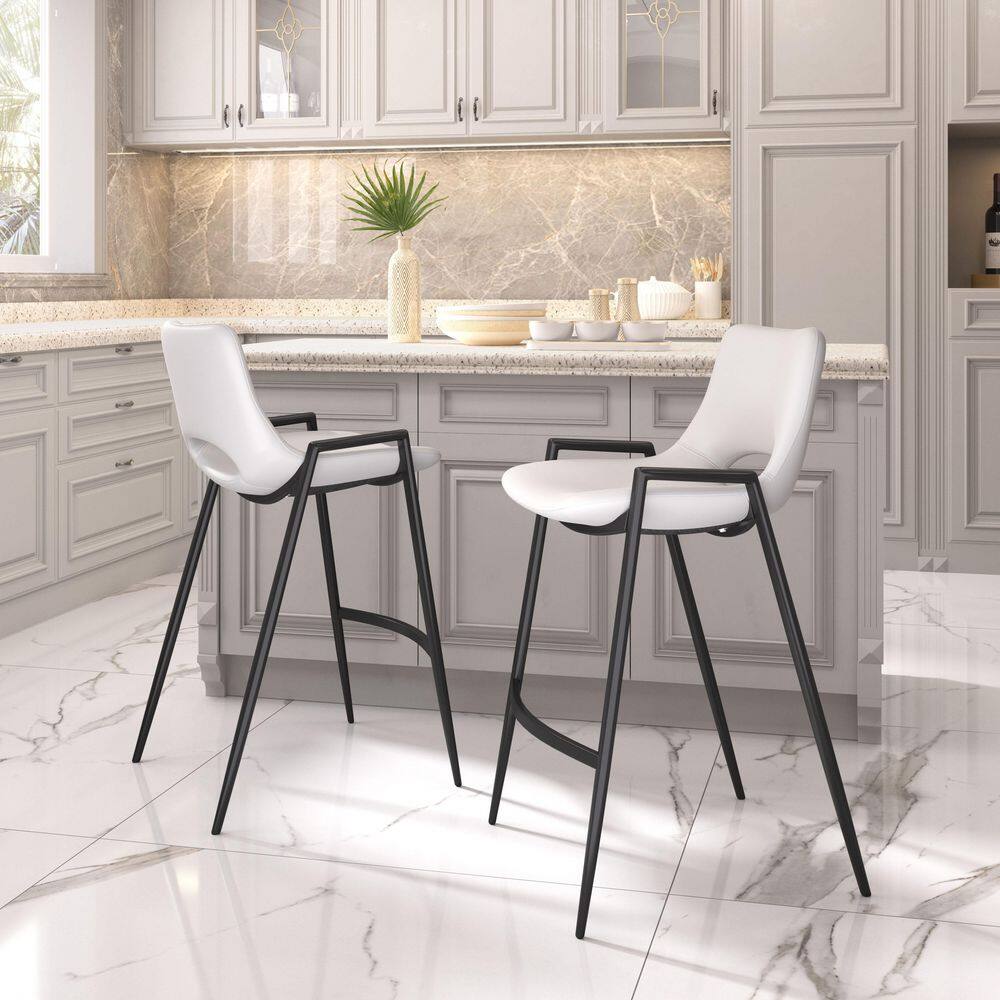 Desi White and Black Vinyl Counter Stools Set of 2