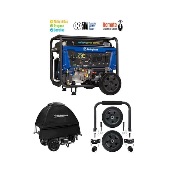 14,500/11,500-Watt Tri-Fuel Generator with CO Sensor, Tent Cover and WGen5300 Wheel Kit