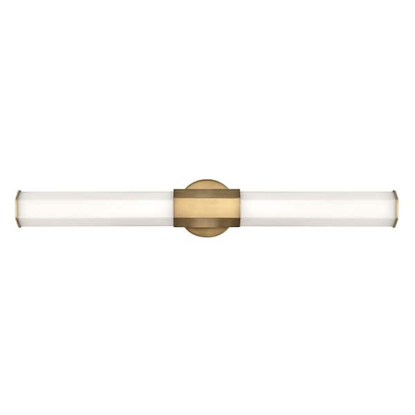 HINKLEY - Hinkley Facet 40-Watt Integrated LED 3-Light 32 in. Bath Vanity Light with Invisimount in Heritage Brass