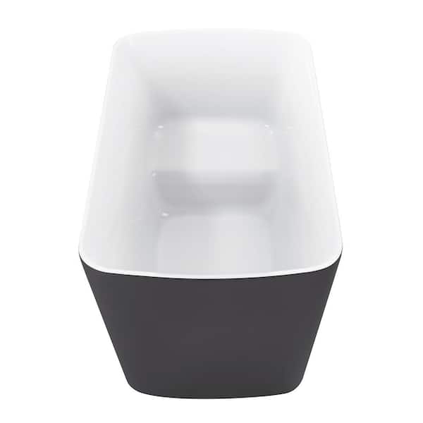 47 in. Acrylic Flatbottom Not Whirlpool Freestanding Japanese Soaking Bathtub with Pedestal Soking SPA Tub in Gray