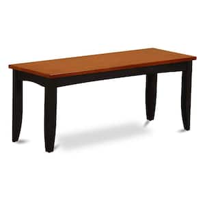 Black Finish Dining Bench with Solid Wood Seat 15 in.