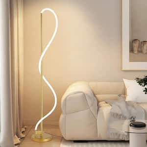 59 in. Gold Dimmable 1-Light Flexible DIY Modeling Ultra Bright White Light LED Standard Floor Lamp for Living Room