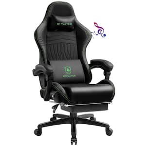 Gaming Chair with dual Bluetooth Faux Leather Computer Chair with Footrest Ergonomic Computer Seat, Green