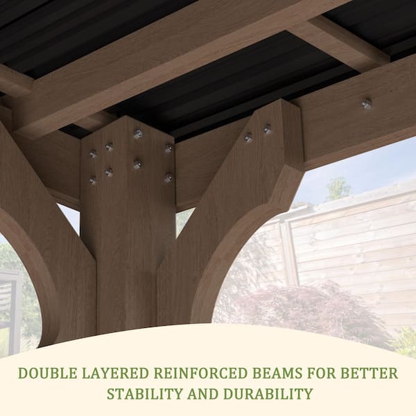 20 ft. W x 10 ft. D Wooden Carport Outdoor with Steel Roof
