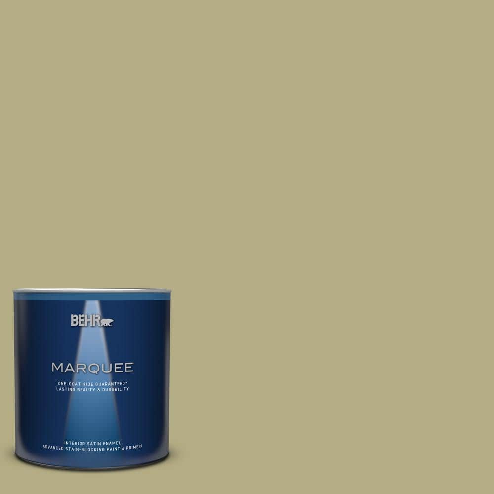 BEHR MARQUEE 1 qt. #PPU9-08 Tarragon Tease One-Coat Hide Satin Enamel  Interior Paint & Primer 745404 - The Home Depot